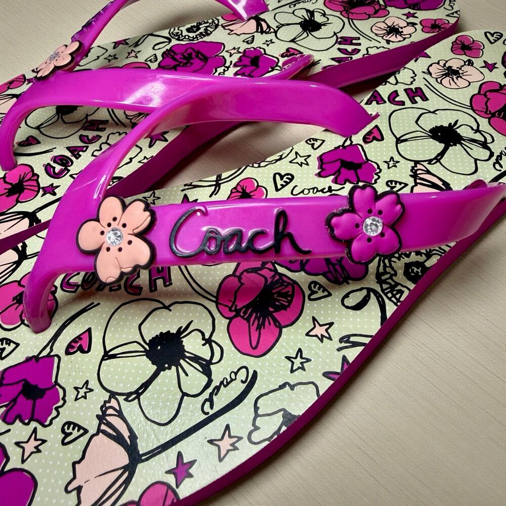 Y2K Coach Q1516 Camela Poppy Floral Thong Sandal Size 6B - Picture 8 of 13